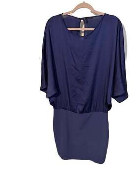 Stile Benetton Women's Navy Blue Dolman Sleeve Blouson Mini Dress